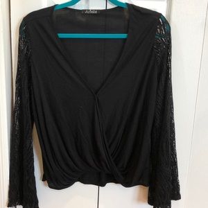 Ariella black long sleeve top (size S)